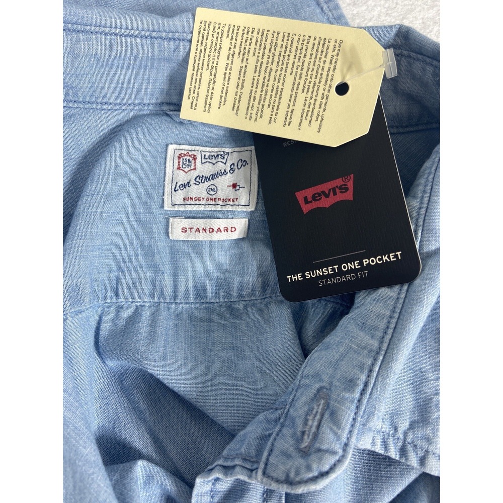 Levi's Men's Classic Shirt Men's XXL Blue The Sunset One Pocket Button Up New - Picture 7 of 13